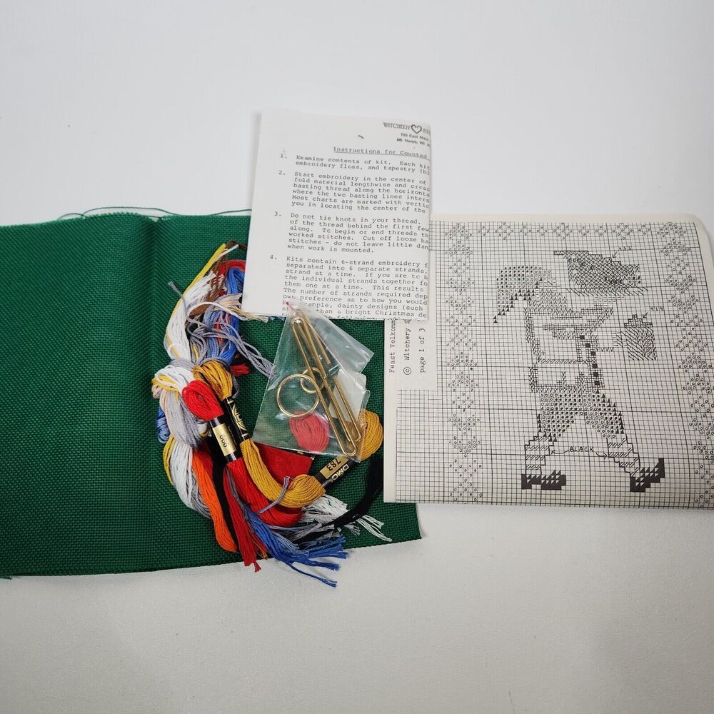 Vintage Witchery Stitchery "Feast Velkommen" #8003 Cross Stitch Kit Hanging 1980